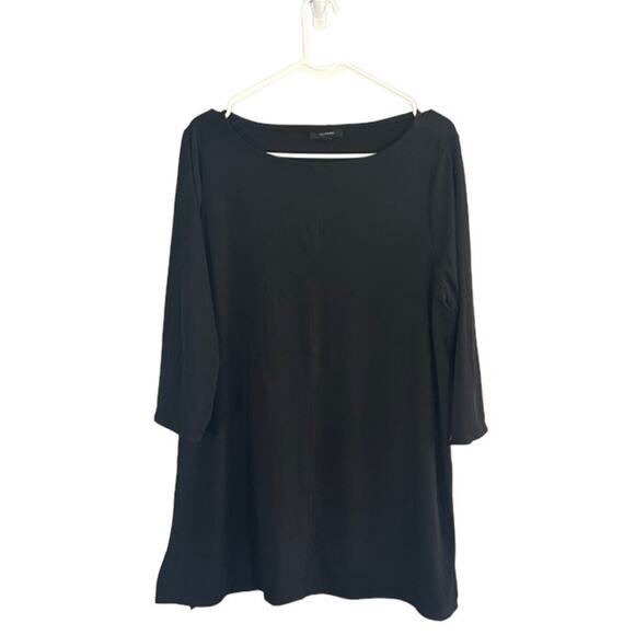 Alfani Black Long Sleeve Side Slit Lightweight Office Attire Blouse Women Sz L - Picture 1 of 9